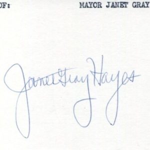 Janet Gray Hayes 1st Women Mayor Of San Jose California Signed Autograph
