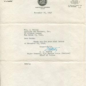 General William A. Worton USMC WWII Iwo Jima LA Chief Police Signed Autograph