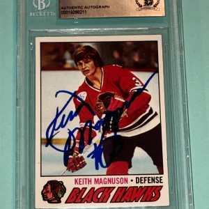 KEITH MAGNUSON Signed 1977-78 TOPPS Card 89 Beckett BAS