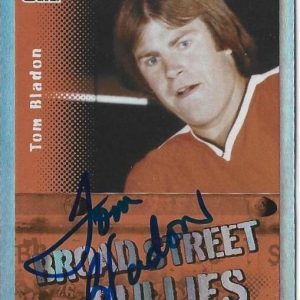 Tom Bladon Signed 2012 Broad Street Bullies Hockey Card #35 Philadelphia Flyers