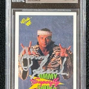 Jimmy Superfly Snuka Signed 1990 Classic WWF Card #14 WWE Beckett Certified
