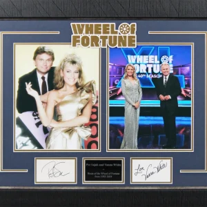 Vanna White & Pat Sajak Wheel of Fortune Signed Framed Display BAS #AD04979