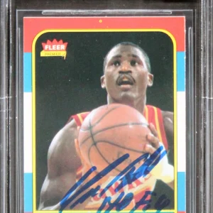 Hawks Dominique Wilkins "HOF" Signed 1986 Fleer #121 RC Card Auto 10! BAS Slab 4