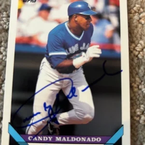 1993 Topps CANDY MALDONADO Signed Card autographed auto BLUE JAYS DODGERS
