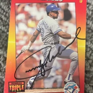 1992 Donruss Triple Play Candy Maldonado signed autographed card #15 Blue Jays