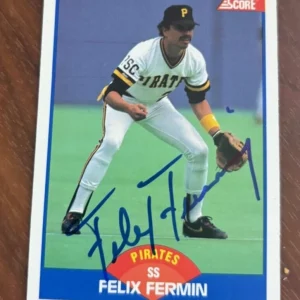1989 Score #620 Felix Fermin signed autographed card Pittsburgh Pirates