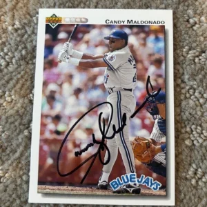 1992 Upper Deck Candy Maldonado signed autographed card Toronto Blue Jays #393