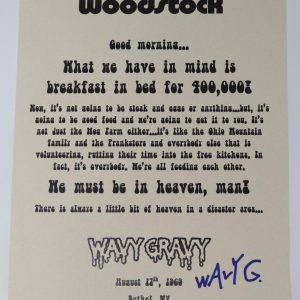 WAVY GRAVY Signed Autograph Auto "Woodstock 1969" Stage Address Speech Sheet JSA