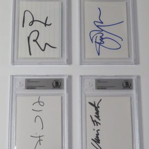 TALKING HEADS Signed Autograph Auto Index Card Cut Set by 4 Slab BAS JSA