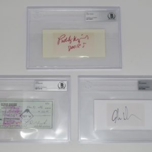 THE DOORS Signed Autograph Auto Index Card Cut Page Check Set by 3 Slab BAS JSA