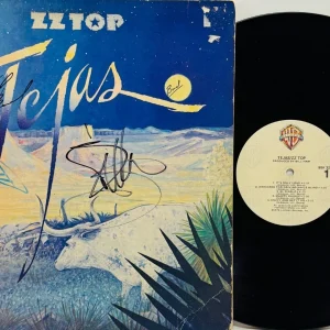 ZZ TOP BILLY GIBBONS FRANK BEARD DUSTY HILL "Tejas" Signed LP Cover JSA LOA