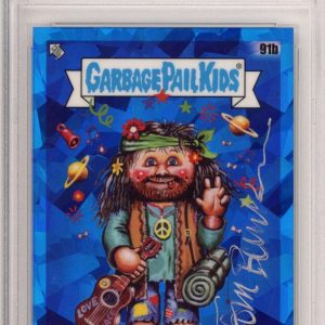 2021 Topps Garbage Pail Kids Sapphire Hippie Skippy #91b PSA DNA SIGNED Tom Bunk