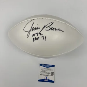 Jim Brown #32 Hall Of Fame 1971 Signed Vintage Wilson NFL Game Football Beckett