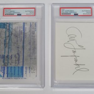 PAUL SIMON & ART GARFUNKEL Signed Autograph Auto 3x5 Index Card Cut Slab PSA JSA