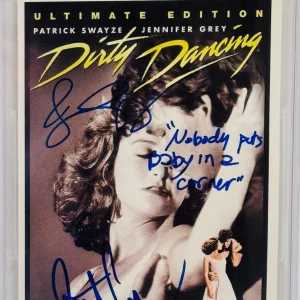 PATRICK SWAYZE JENNIFER GREY Signed Slabbed Dirty Dancing DVD Cover BAS Grade 10