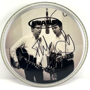 THE EVERLY BROTHERS PHIL EVERLY DON EVERLY Signed Autograph 8" Drum Head JSA COA