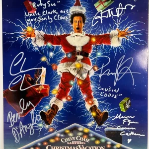 CHEVY CHASE QUAID LEWIS D'ANGELO FLYNN CHRISTMAS VACATION 11X14 Signed Photo JSA