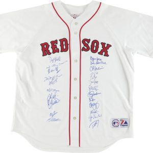 2004 Boston Red Sox World Series Camps Team Signed Authentic Majestic Jersey PSA