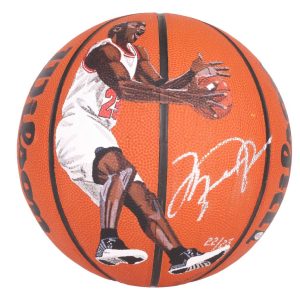 Stunning Michael Jordan Signed Hand Painted Art Basketball UDA Upper Deck #22/23