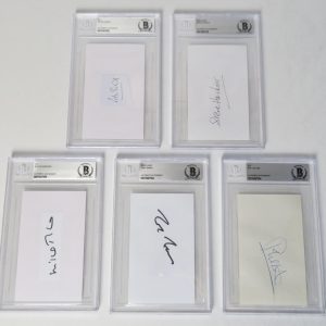 Peter Gabriel GENESIS Signed Autograph Auto 3x5 Index Card Cut by 5 Slab BAS JSA