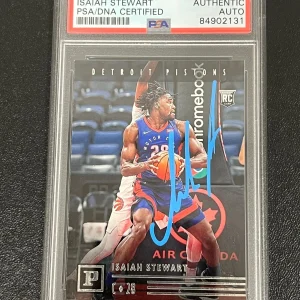 2020-21 Panini Hoops #119 Isaiah Stewart Signed Card AUTO PSA Rookie Pistons