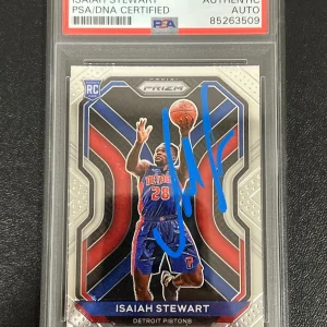 2020-21 Panini Prizm #254 Isaiah Stewart Signed Card AUTO PSA Rookie Pistons