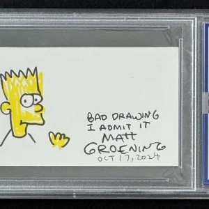 Matt Groening Signed Autograph PSA/DNA Sketch Art Card The Simpsons Color Bart