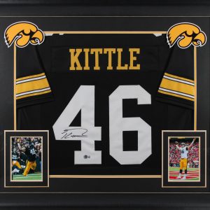 Iowa George Kittle Authentic Signed Black Pro Style Framed Jersey BAS Witnessed