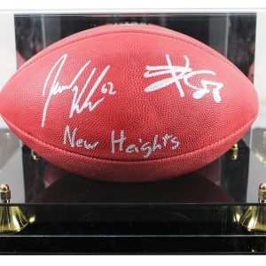 Travis Kelce & Jason Kelce "New Heights" Signed Wilson Duke Football W/ Case BAS