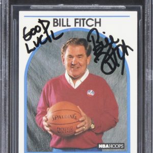 Nets Bill Fitch Authentic Signed 1989 Hoops #327 Card BAS Slabbed