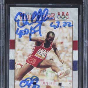 Edwin Moses "400, 47.02" Signed 1991 Impel U.S. Olympic HOF #25 Card BAS Slab