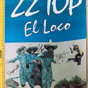 ZZ Top El Loco INCREADIBLY RARE SIGNED POSTER LP Billy Gibbons, Dusty Frank ACOA