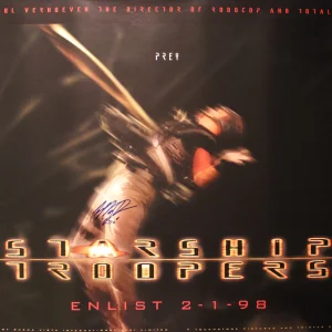 Starship Troopers OG Vintage Quad Movie Poster, SIGNED Casper Van Dien ACOA
