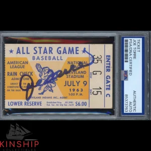 Joe Torre signed 1963 All Star Game Ticket PSA DNA Slab Yankees HOF Auto C3618