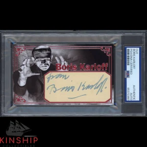 Boris Karloff signed Cut 3x5 Custom Card PSA DNA Slab Frankenstein Auto C3653