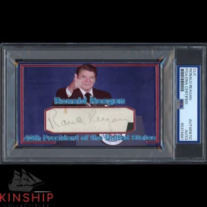 President Ronald Reagan signed Cut 3x5 Custom Card PSA DNA Slab Auto C3659