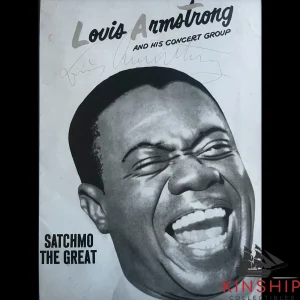Louis Armstrong signed Program in Frame JSA LOA Jazz Auto Rare Z1990