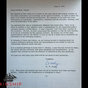 Woody Hayes signed Ohio State Football Clinic Program JSA LOA Rare Auto Z354