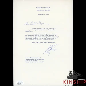 Jacob Javitz signed Letter JSA COA US Senator Auto Z2003