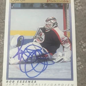1990-91 OPC O-PEE-CHEE PREMIER #29 BOB ESSENSA SIGNED AUTOGRAPHED ROOKIE CARD