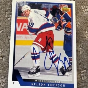 1993-94 Upper Deck #342 Nelson Emerson signed autographed card Winnipeg Jets