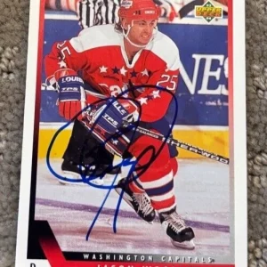 1993-94 Upper Deck Jason Woolley signed autographed Washington Capitals Card