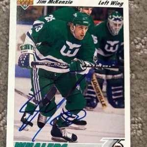 1991-92 Upper Deck #494 Signed Autographed Jim McKenzie Card Hartford Whalers
