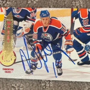 1994-95 Pinnacle Oilers Hockey Card #441 Kirk Maltby signed autographed card