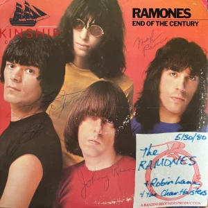 The Ramones signed Vinyl Album Cover JSA LOA End of the Century Rare Auto Z2145