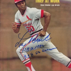 Lou Brock signed 1974 Sports Illustrated Magazine JSA COA Baseball HOF Auto E281