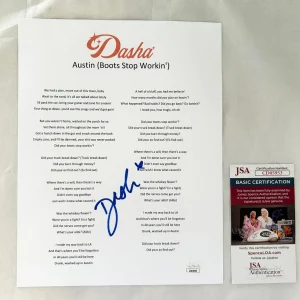 Dasha Signed Lyric Sheet JSA 1 COA