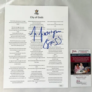 Fivio Foreign Signed Lyric Sheet JSA 1 COA