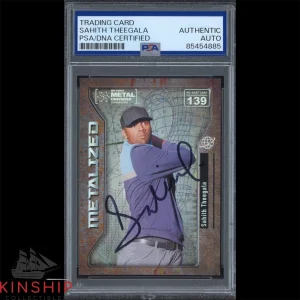 Sahith Theegala signed 2021 Skybox Metal Card PSA DNA Slabbed Masters Auto C3875