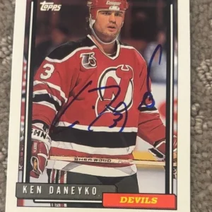 1992-93 Topps Devils Hockey Card #357 Ken Daneyko signed autographed card